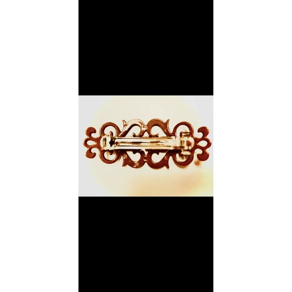 Vintage Goody  Girls Barrette Faux Tortoise Shell Pierced Filigree 3